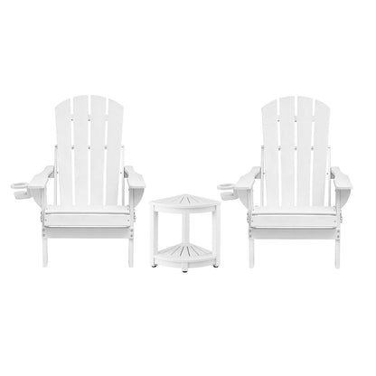 Adirondack Folding Chairs HDPE Patio Set White | Home & Living - 3