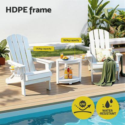 Adirondack Folding Chairs HDPE Patio Set White | Home & Living - 4