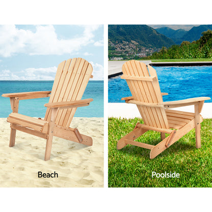 Patio Furniture Outdoor Chairs Beach Chair Wooden Adirondack Garden Lounge 2PC