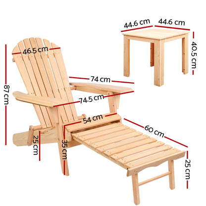 Outdoor Table And Chairs Set - Natural Wood