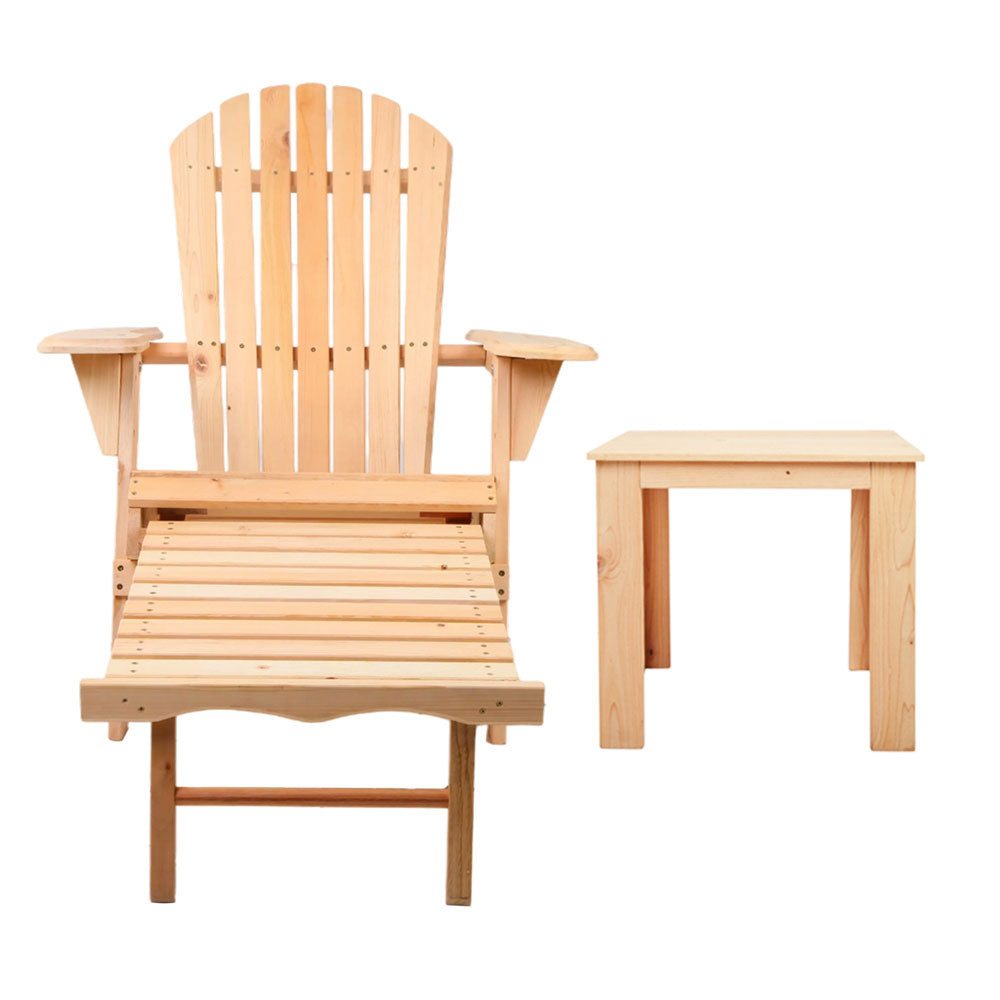 Outdoor Table And Chairs Set - Natural Wood