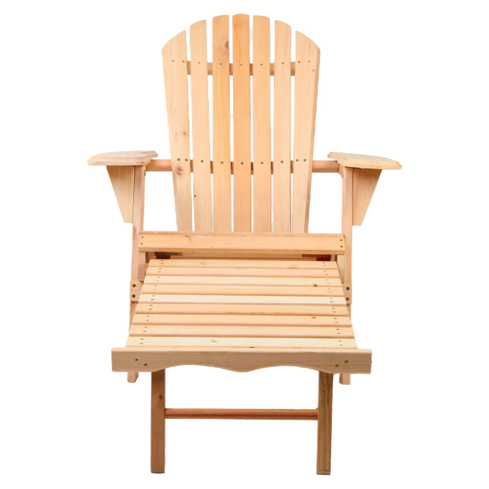 Outdoor Chairs - Natural Wood Sun Lounge