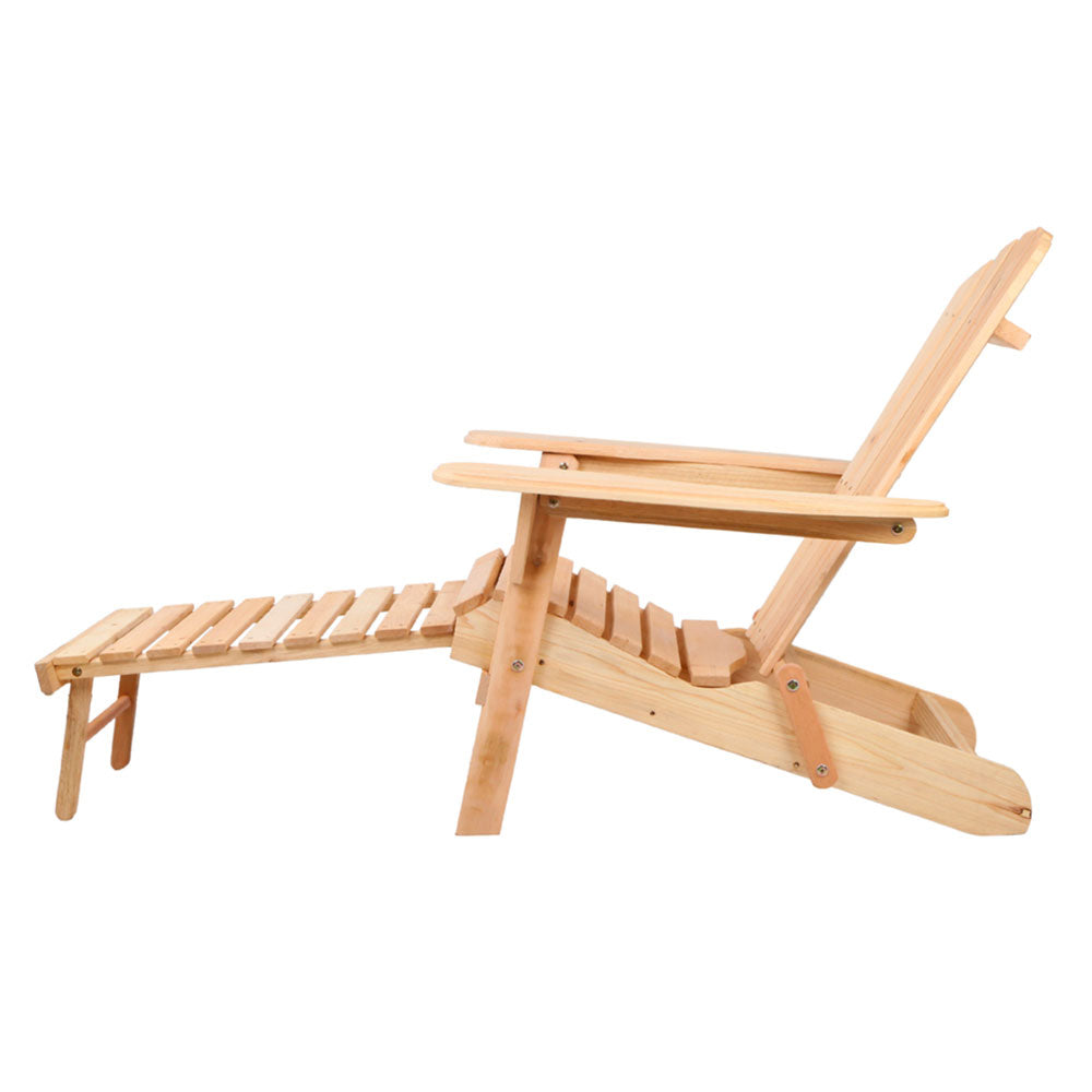 Outdoor Chairs - Natural Wood Sun Lounge