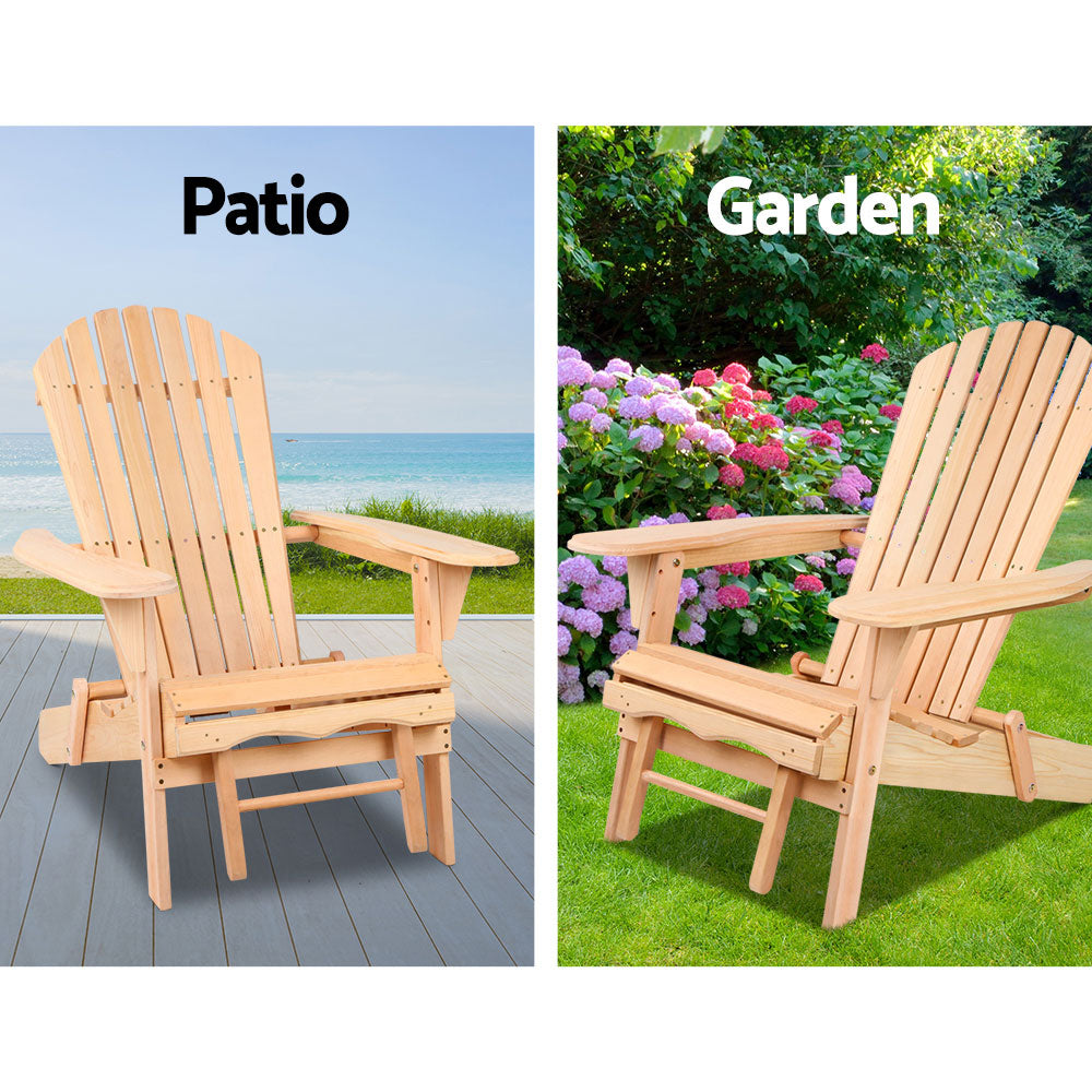 Outdoor Chairs - Natural Wood Sun Lounge