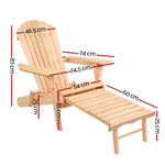 Outdoor Chairs Set - Natural Wood Sun Lounge