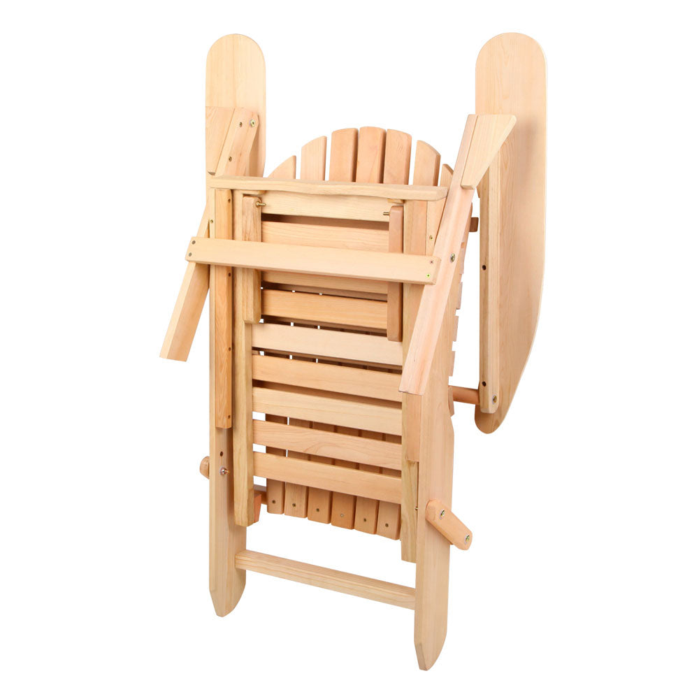 Outdoor Chairs Set - Natural Wood Sun Lounge