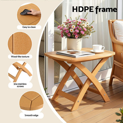 Outdoor Side Table Natural 53x46x39cm