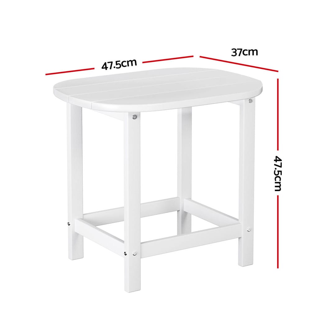White table 47.5x37x47.5cm, rear view