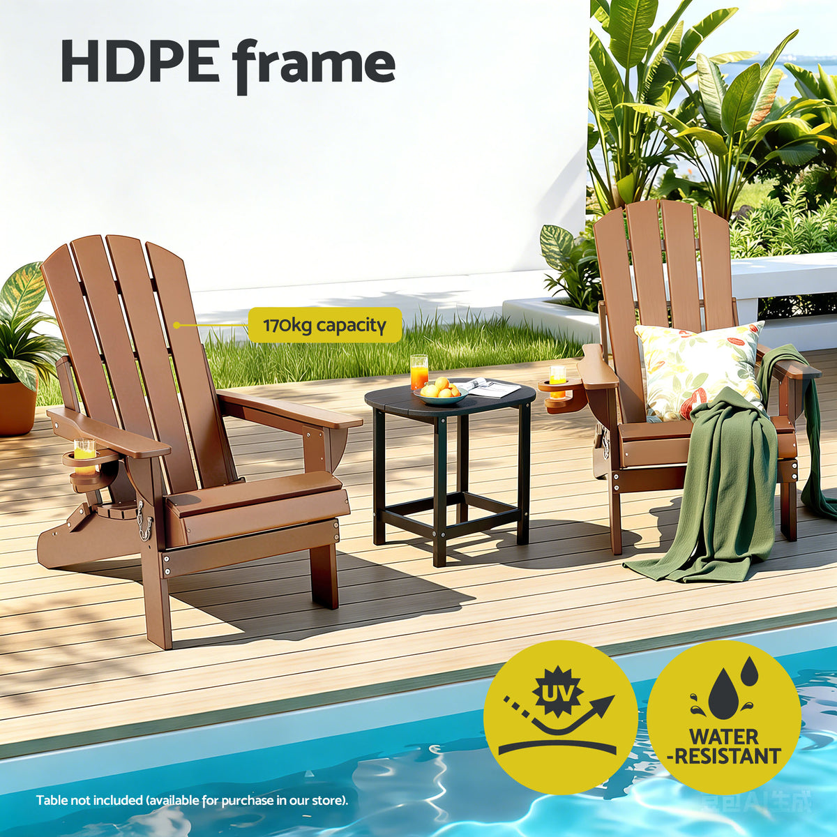 Adirondack Folding Chair HDPE Outdoor Patio | HomeAndLiving