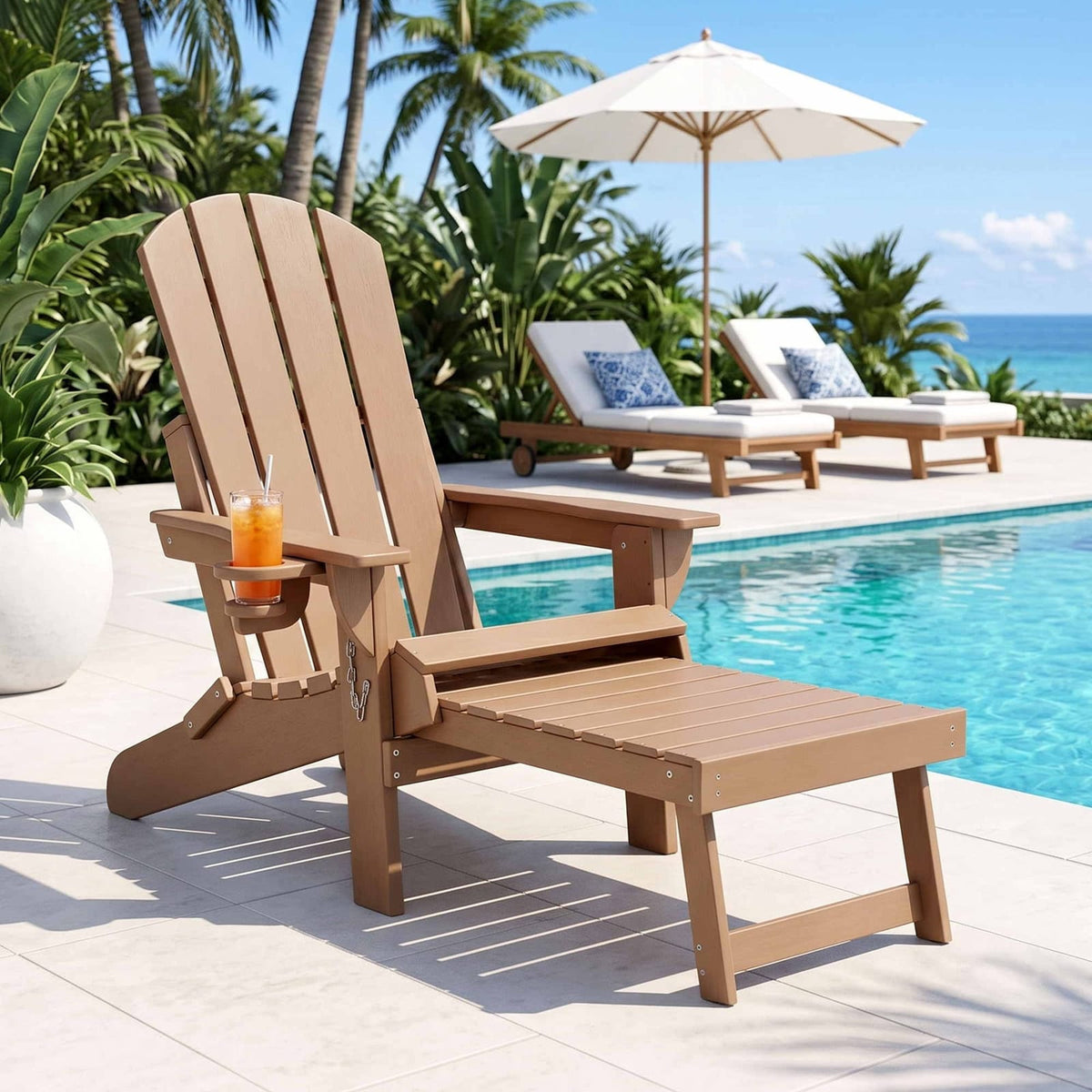 Khaki chair 137.8x68.5x97.7cm, side view