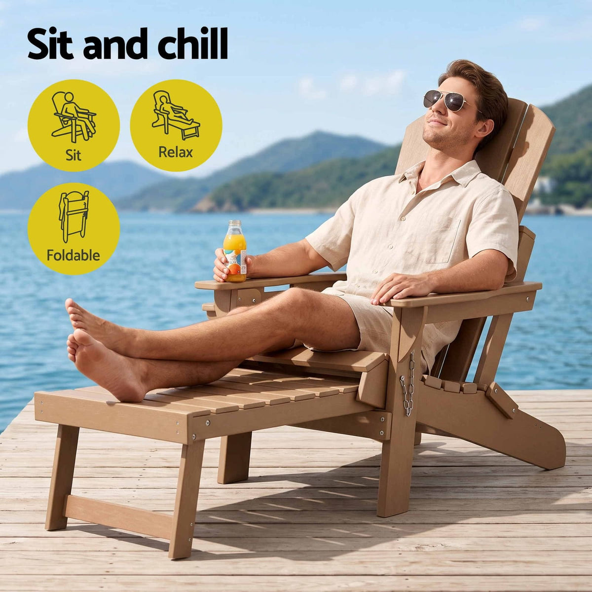 Khaki chair 137.8x68.5x97.7cm, in room setting