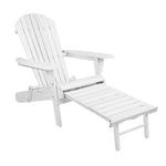 Sun Lounge Outdoor Chairs Wooden Foldable Patio Furniture Adirondack White