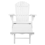 Sun Lounge Outdoor Chairs Wooden Foldable Patio Furniture Adirondack White