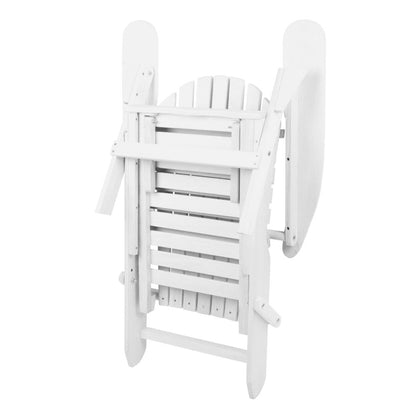 Sun Lounge Outdoor Chairs Wooden Foldable Patio Furniture Adirondack White