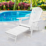 Sun Lounge Outdoor Chairs Wooden Foldable Patio Furniture Adirondack White