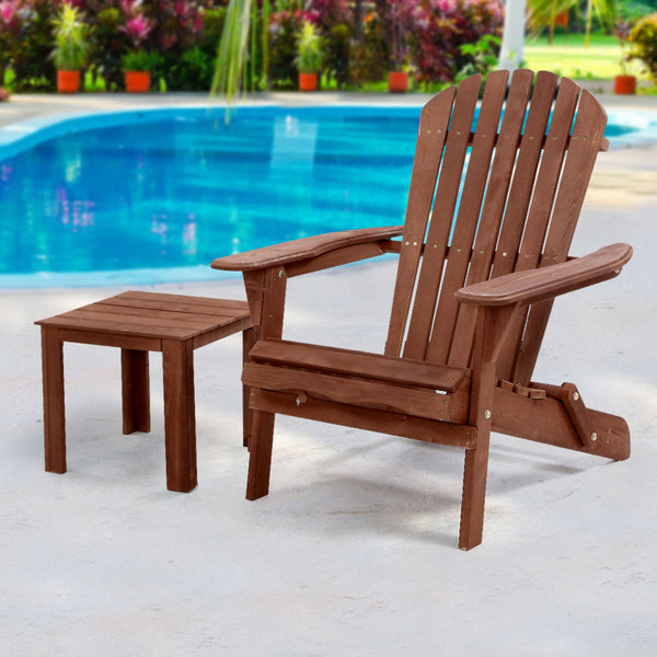  Outdoor Folding Beach Camping Chairs Table Set Wooden Adirondack Lounge