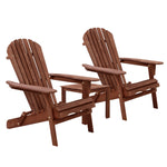 3PC Outdoor Setting Beach Chairs Table Wooden Adirondack Lounge Garden