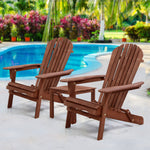 3PC Outdoor Setting Beach Chairs Table Wooden Adirondack Lounge Garden