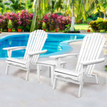 3 Piece Outdoor Adirondack Beach Chair and Table Set - White