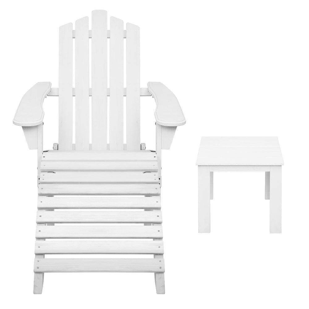 Adirondack Outdoor Table And Chairs Set - White Wood