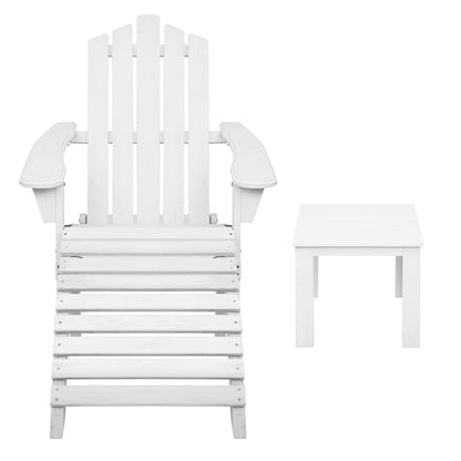 Adirondack Outdoor Table And Chairs Set - White Wood