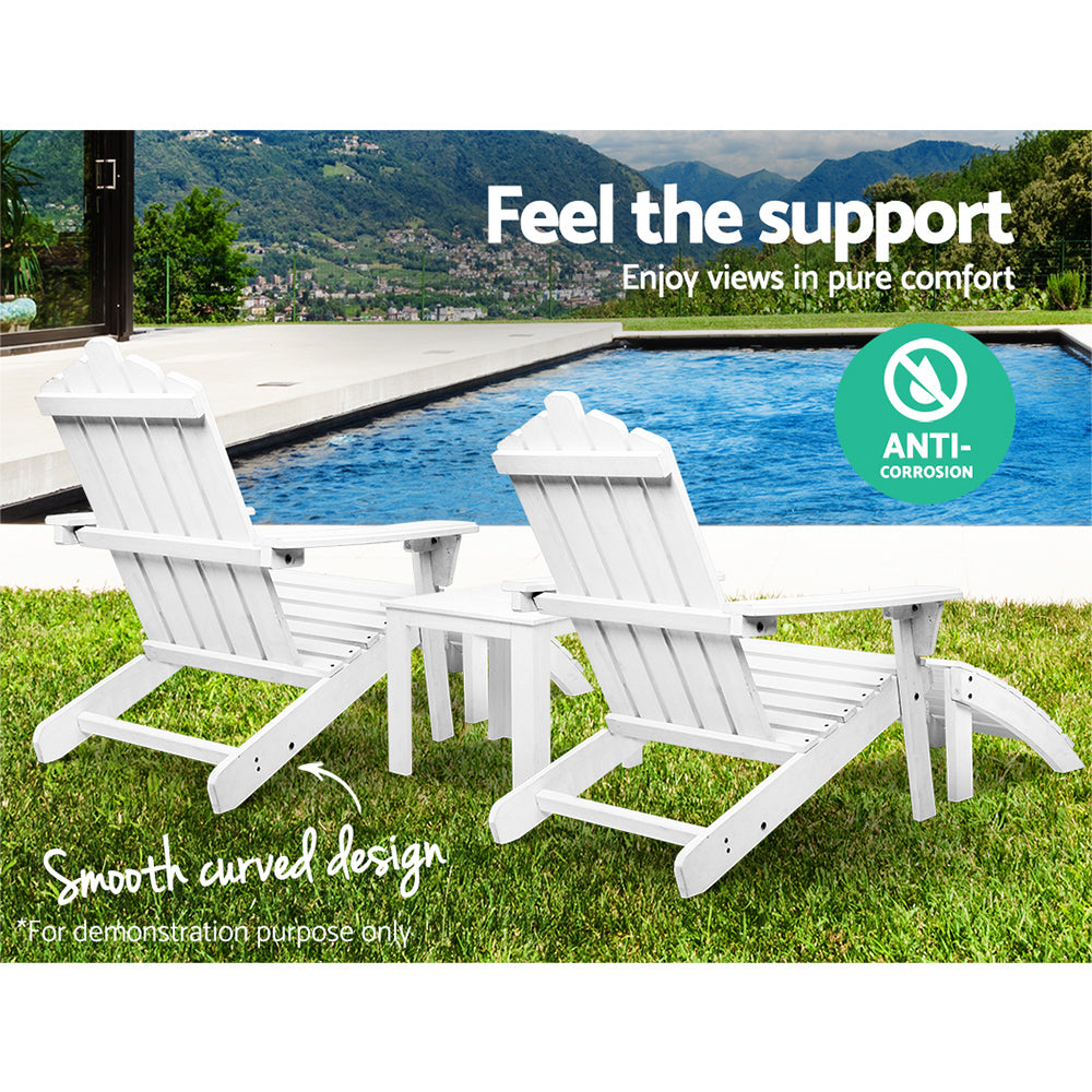 Adirondack Outdoor Table And Chairs Set - White Wood