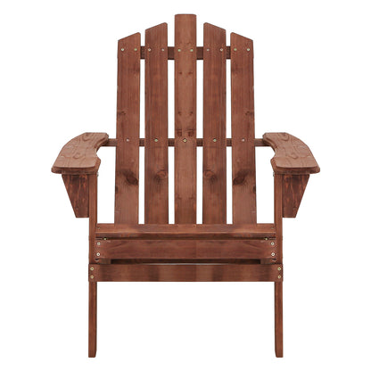 Outdoor Sun Lounge Beach Chairs Table Setting Wooden Adirondack Patio Brown Chair