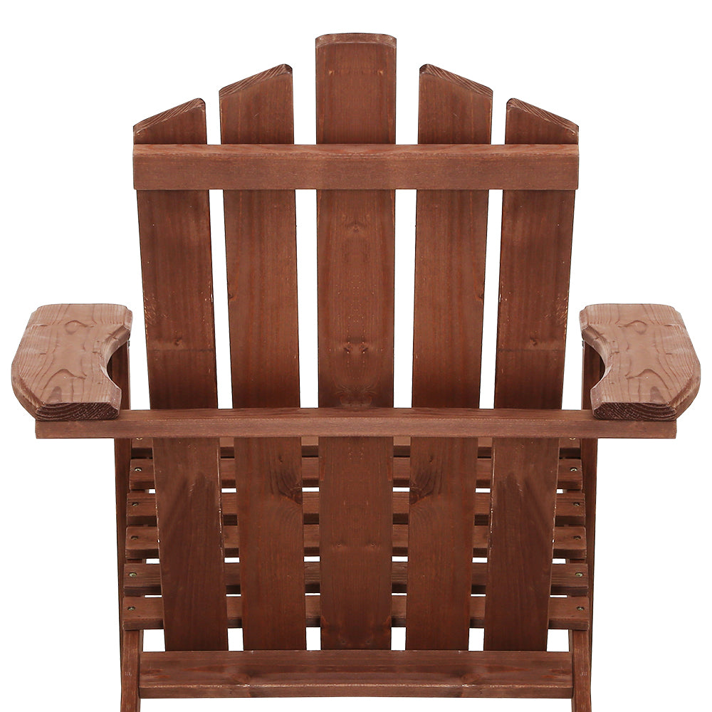 Outdoor Sun Lounge Beach Chairs Table Setting Wooden Adirondack Patio Brown Chair