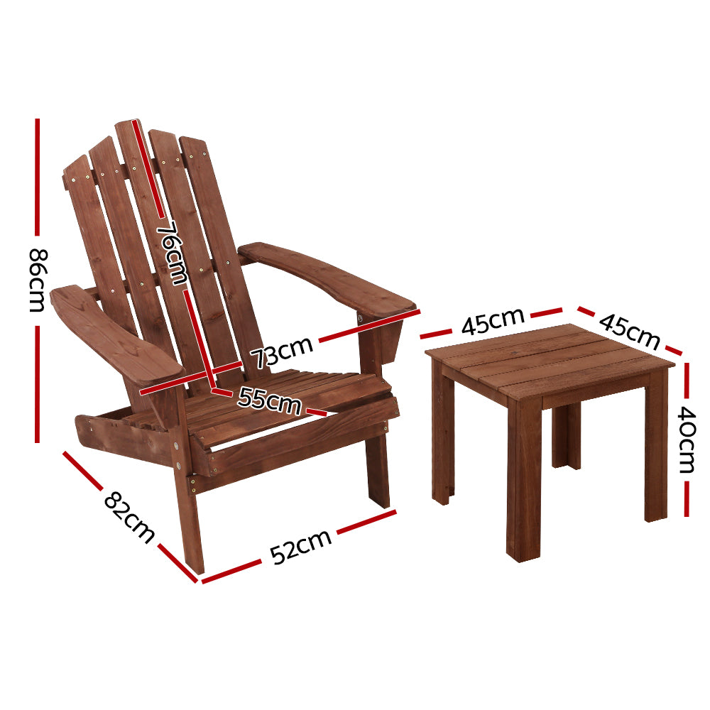 Outdoor Sun Lounge Beach Chairs Table Setting Wooden Adirondack Patio Chair Brwon