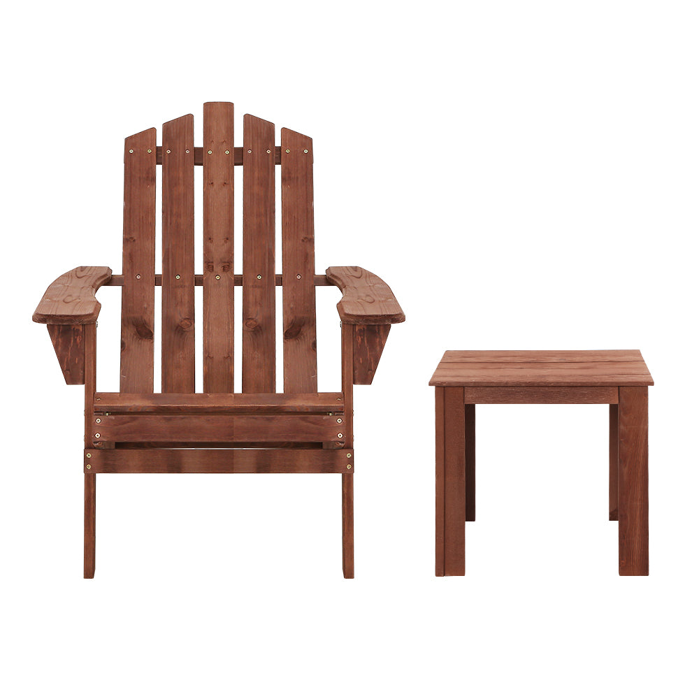 Outdoor Sun Lounge Beach Chairs Table Setting Wooden Adirondack Patio Chair Brwon