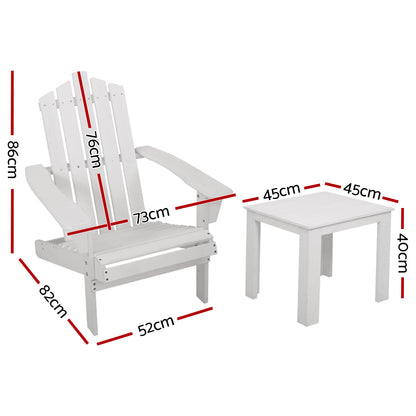 Outdoor Sun Lounge Beach Chairs Table Setting Wooden Adirondack Patio Chair White