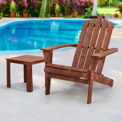 Outdoor Sun Lounge Beach Chairs Table Setting Wooden Adirondack Patio Lounges Chair
