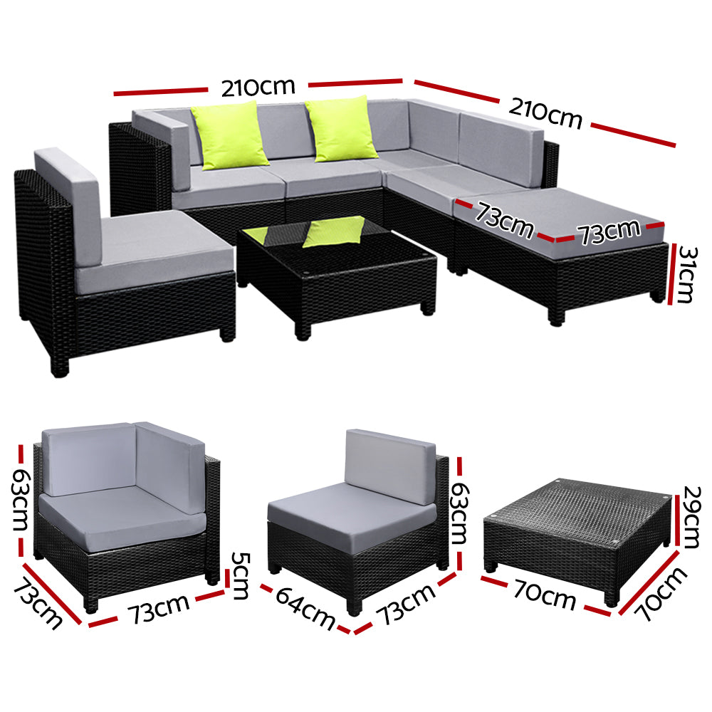 7-Piece Wicker Outdoor Sofa Set - Seat Cover Included