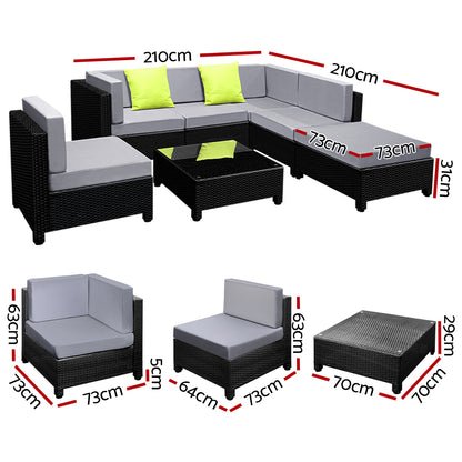 7-Piece Wicker Outdoor Sofa Set - Seat Cover Included