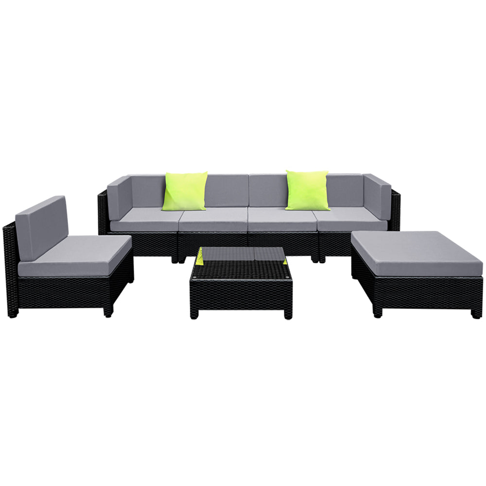 7-Piece Wicker Outdoor Sofa Set - Seat Cover Included