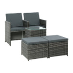 5-Piece Wicker Bistro Set - Grey Outdoor Furniture