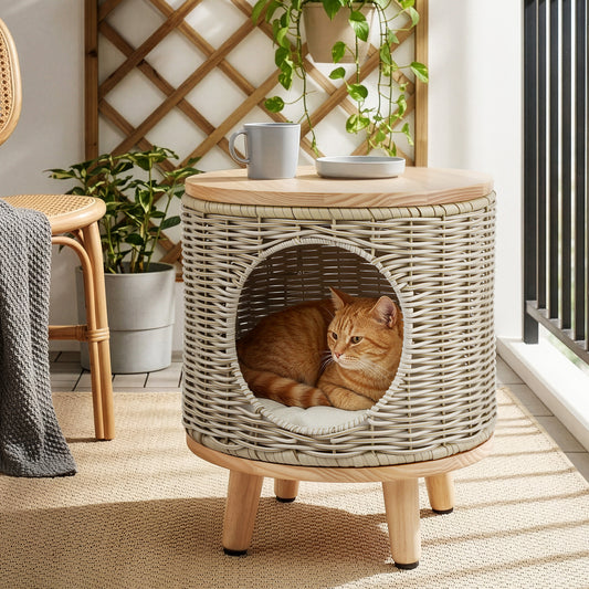 Wicker Pet Bed Side Table Rattan Steel | HomeAndLiving