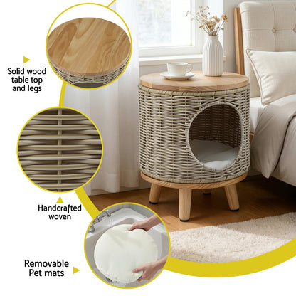 Wicker Pet Bed Side Table Rattan Steel | HomeAndLiving