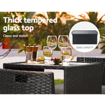 3-Piece Outdoor Dining Set Wicker Table Chairs Bistro Patio Furniture