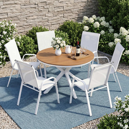 7 Piece Outdoor Dining Set Table Chairs Steel | Home & Living