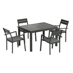 Outdoor Dining Set 5 Piece Aluminum Extendable Table Setting Black