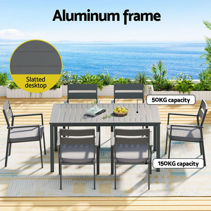 Outdoor Dining Set 7 Piece Aluminum 158x90x74cm