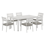 Outdoor Dining Set 7 Piece Aluminum Table Chairs Setting White