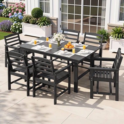 Outdoor Dining Set Black Marble 156x86x75cm