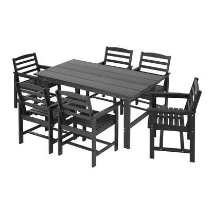 Outdoor Dining Set Black Marble 156x86x75cm