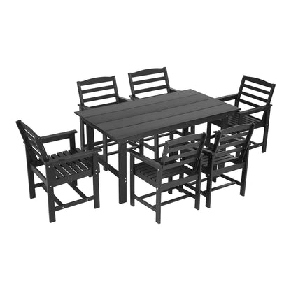 Outdoor Dining Set Black Marble 156x86x75cm