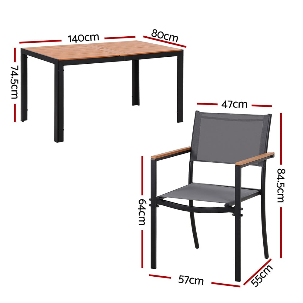 Outdoor Dining Set Black 55x57x84.5cm
