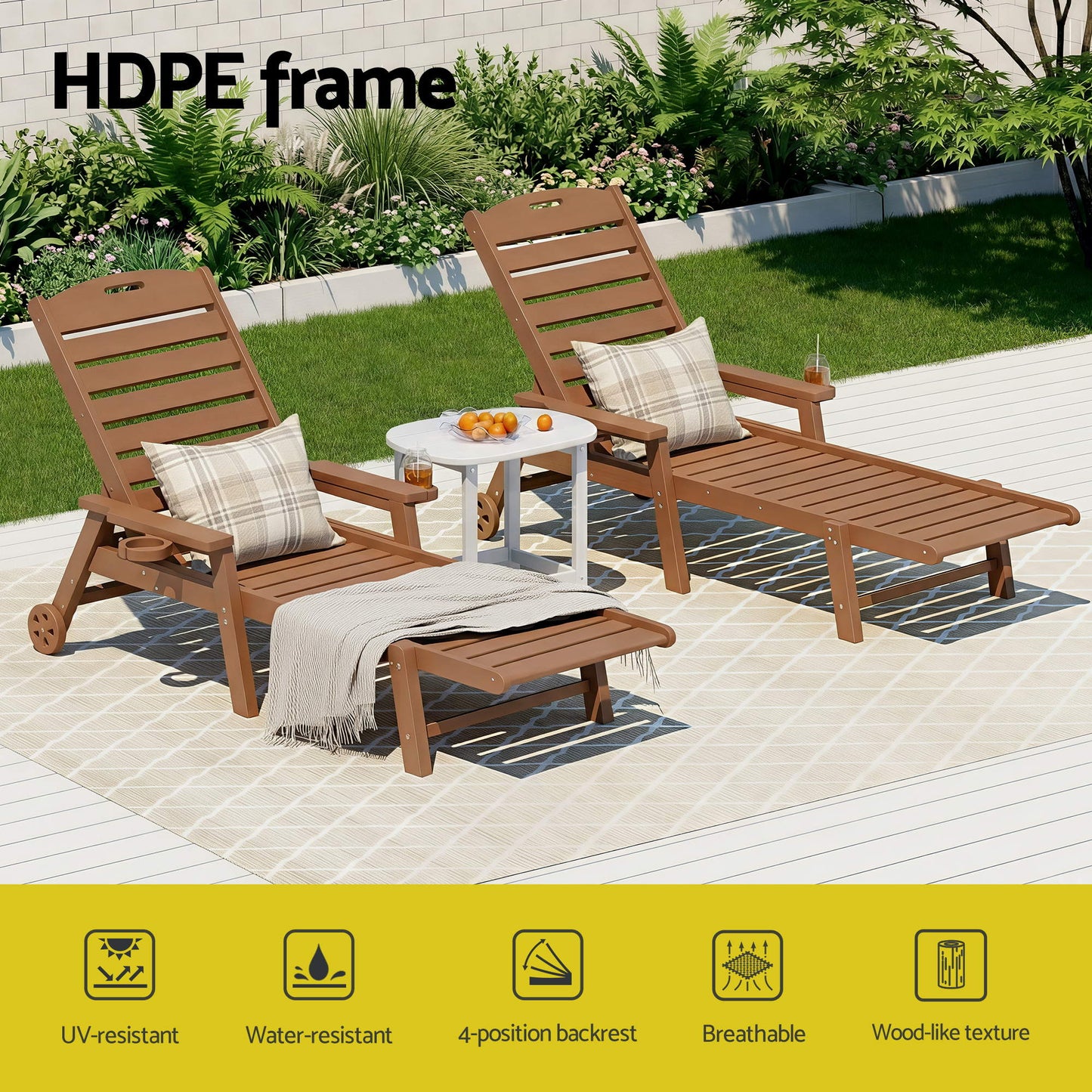 3-Piece Sun Lounge Set HDPE Outdoor Furniture | HomeAndLiving