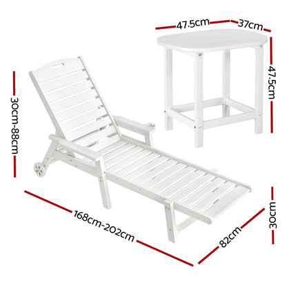 White chair 202x82x30cm, rear view