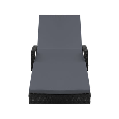 Adjustable Wicker Beach Chair Patio Lounger Black